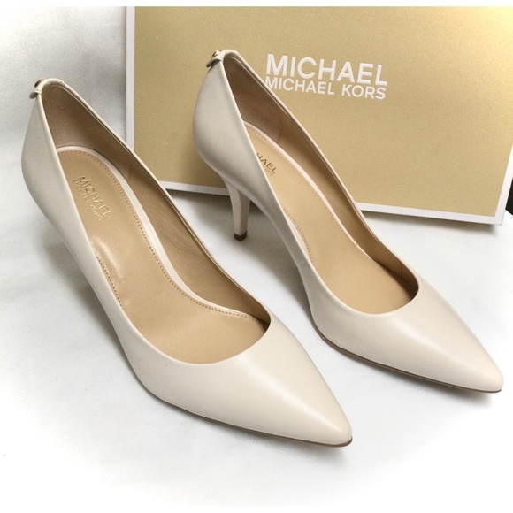 Michael Kors Flex Pump Heels Leather Vanilla Ivory - Picture 8 of 15